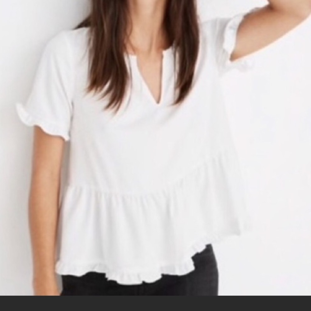 MADEWELL White Ruffle peplum top